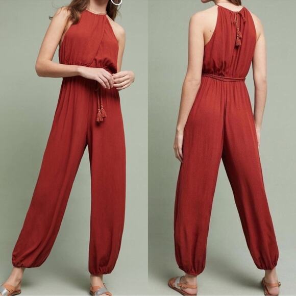 Anthropology Elevenses Burnt Orange North Beach Jumpsuit NWT - Picture 1 of 16